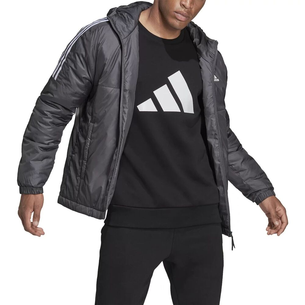 adidas Men’s Core Insulated Hooded Jacket Gray Size XL New With Tags